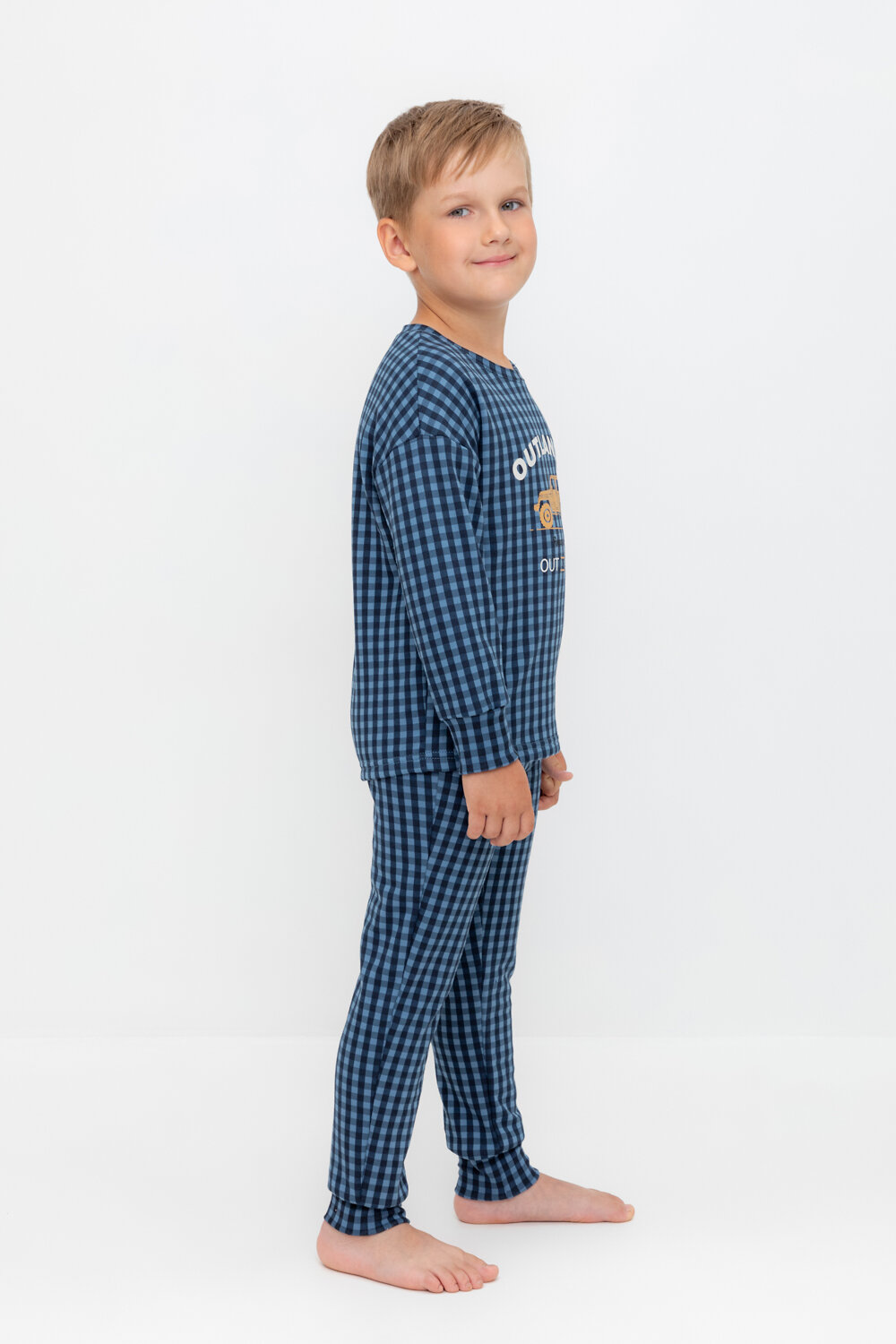 CROCKID Пижама 564976 К 1581 синий джинс, маленькая клетка