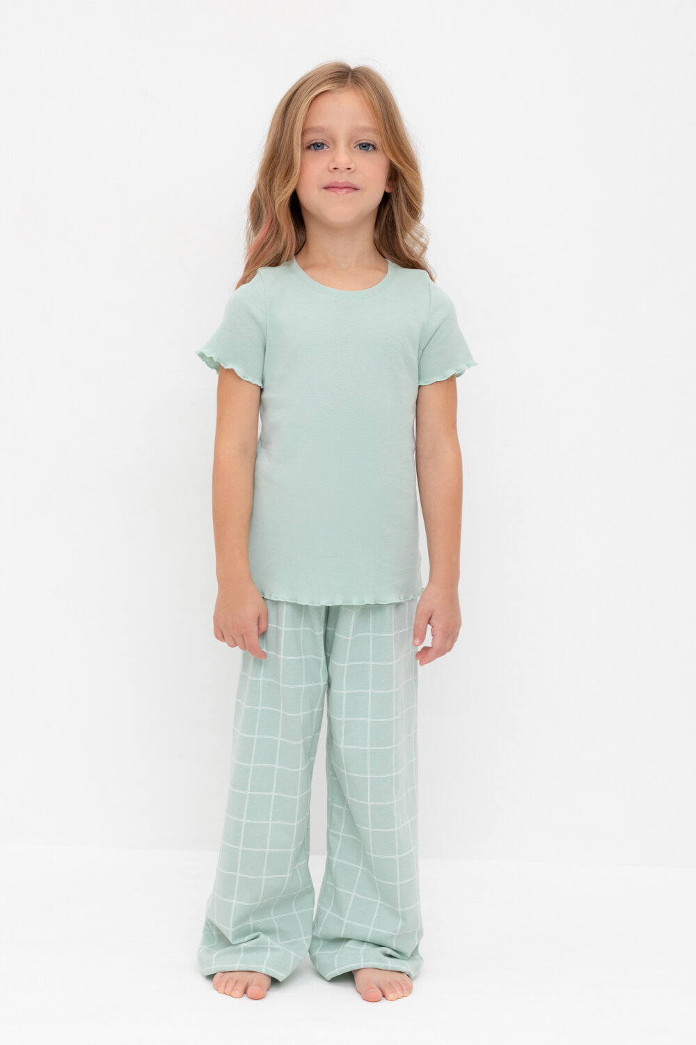 CROCKID Пижама 564983 К 1636 голубая дымка, двойная клетка