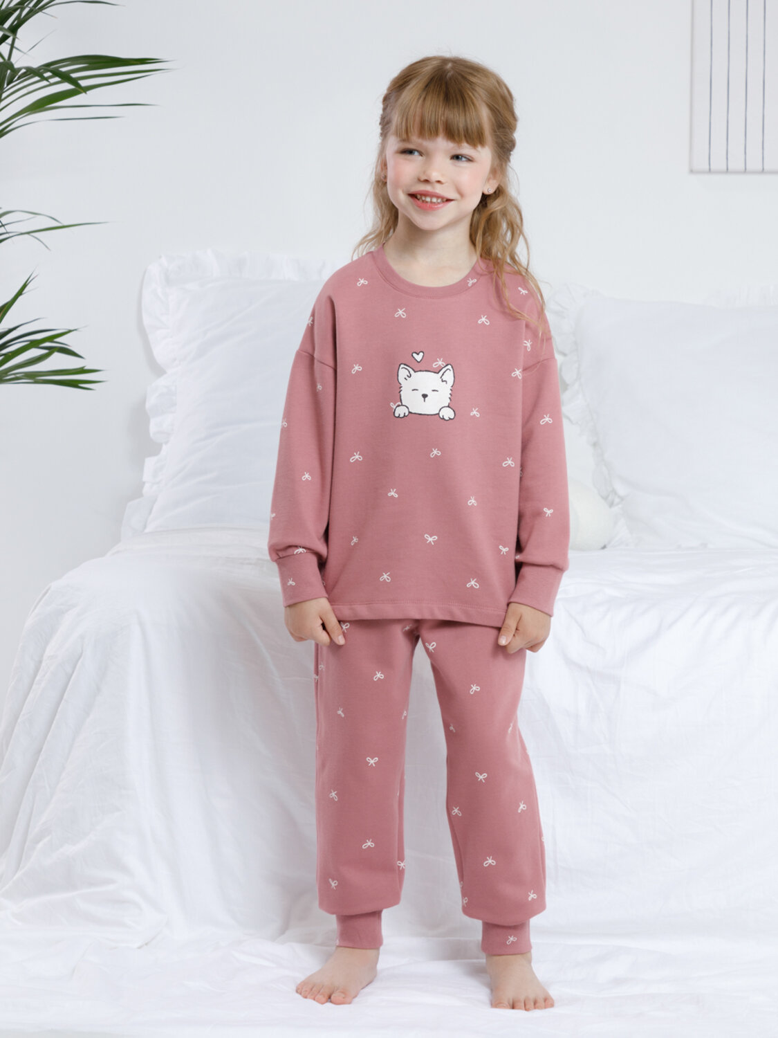 CROCKID Пижама 564999 К 1581 темная пудра, бантики