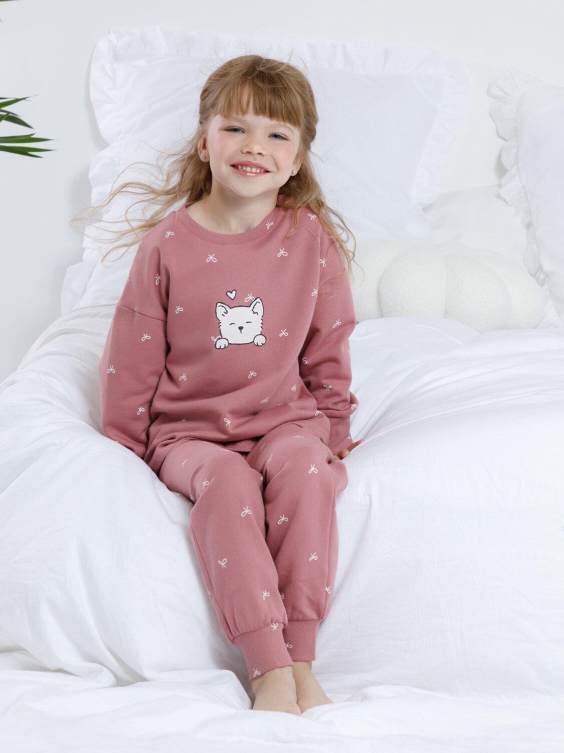 CROCKID Пижама 564999 К 1581 темная пудра, бантики