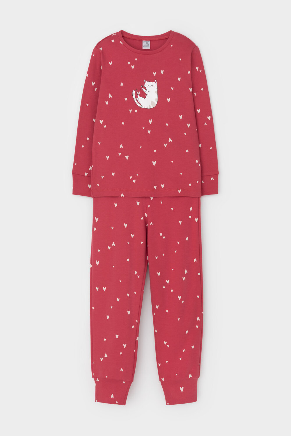 CROCKID Пижама 565002 К 1621 спелая вишня, сердечки