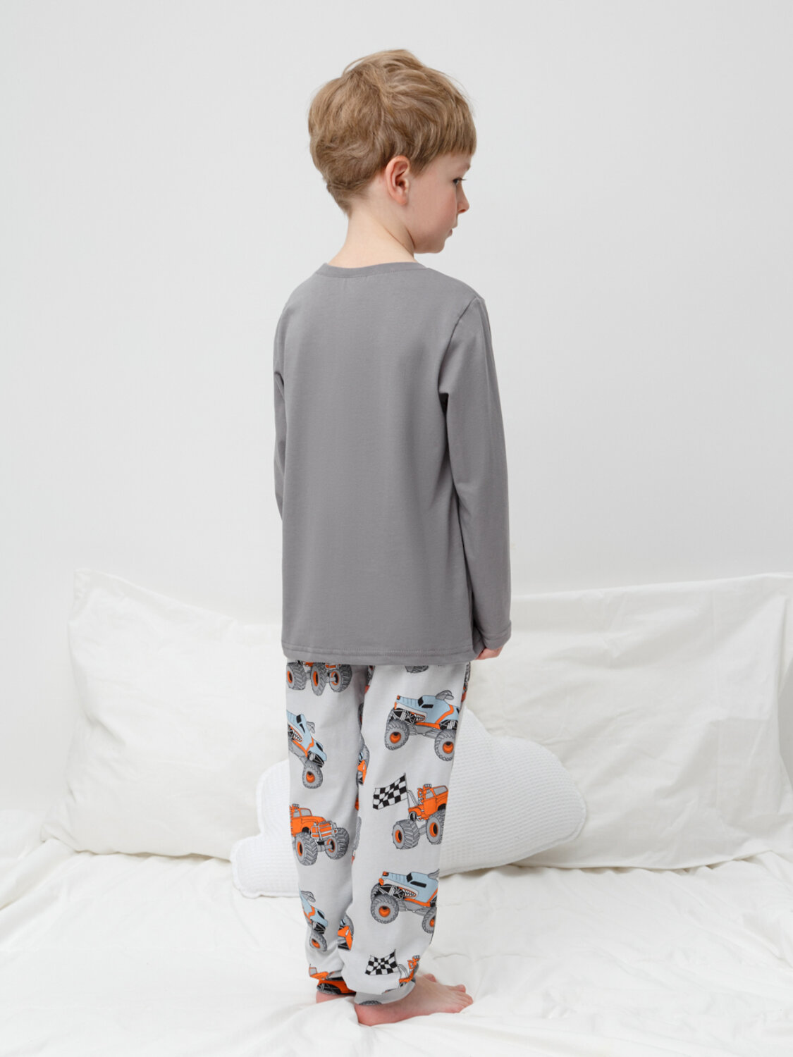 CROCKID Пижама 565019 К 1606 серый шторм, машины на св.сером