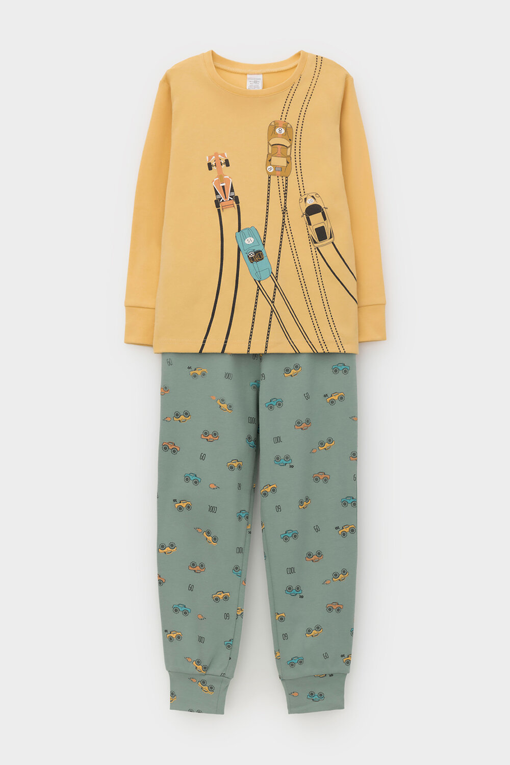 CROCKID Пижама 565049 К 1541/25 пшеница, гонки на весеннем зеленом