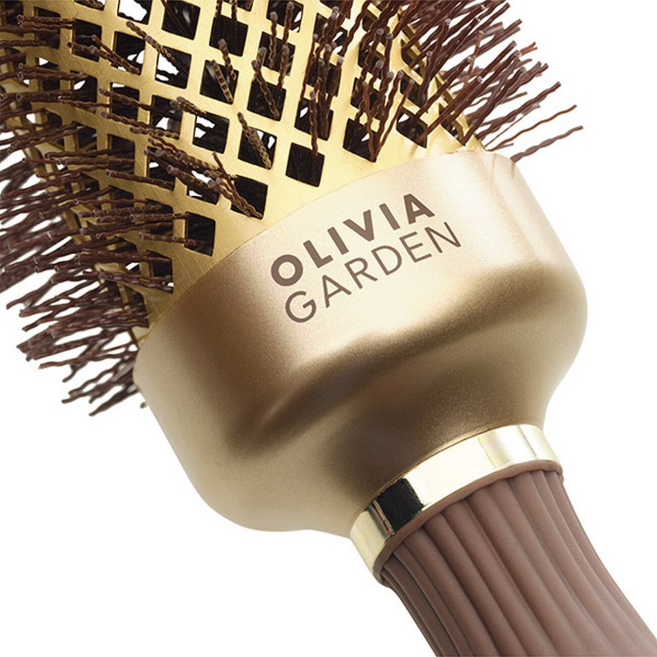 Olivia Garden Термобрашинг для укладки волос / Expert Blowout Shine Wavy Bristles Gold & Brown, 55 мм, коричневый 565091 24350