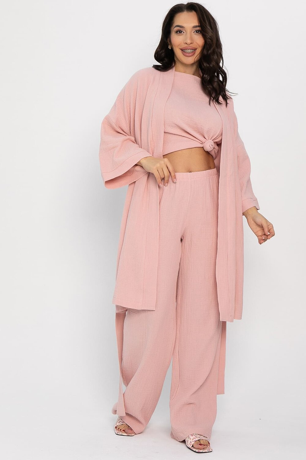 LT Collection Халат 565806 П14578-52М розовый
