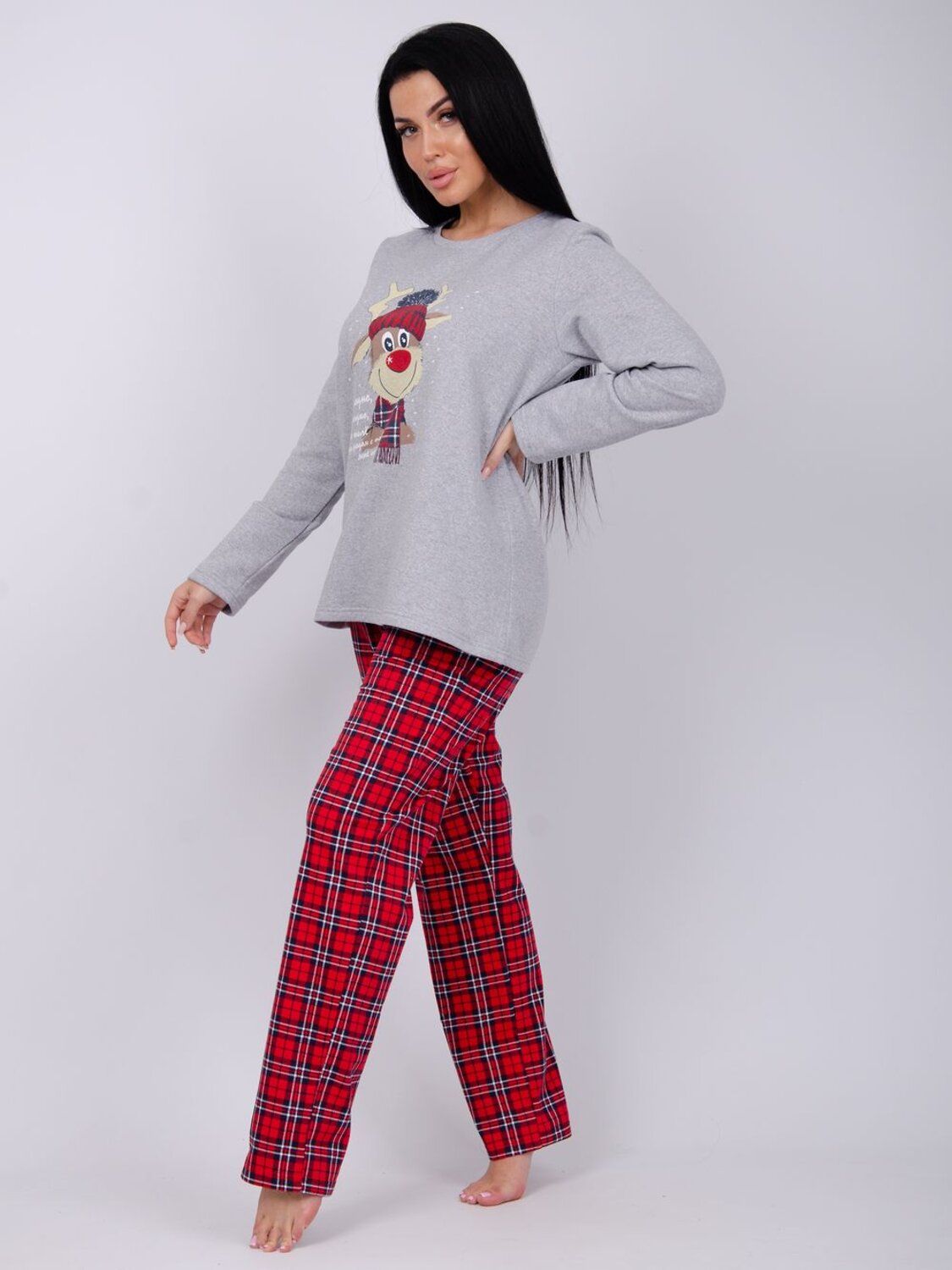Malina Пижама 567941 3114 светло-серый меланж/красный
