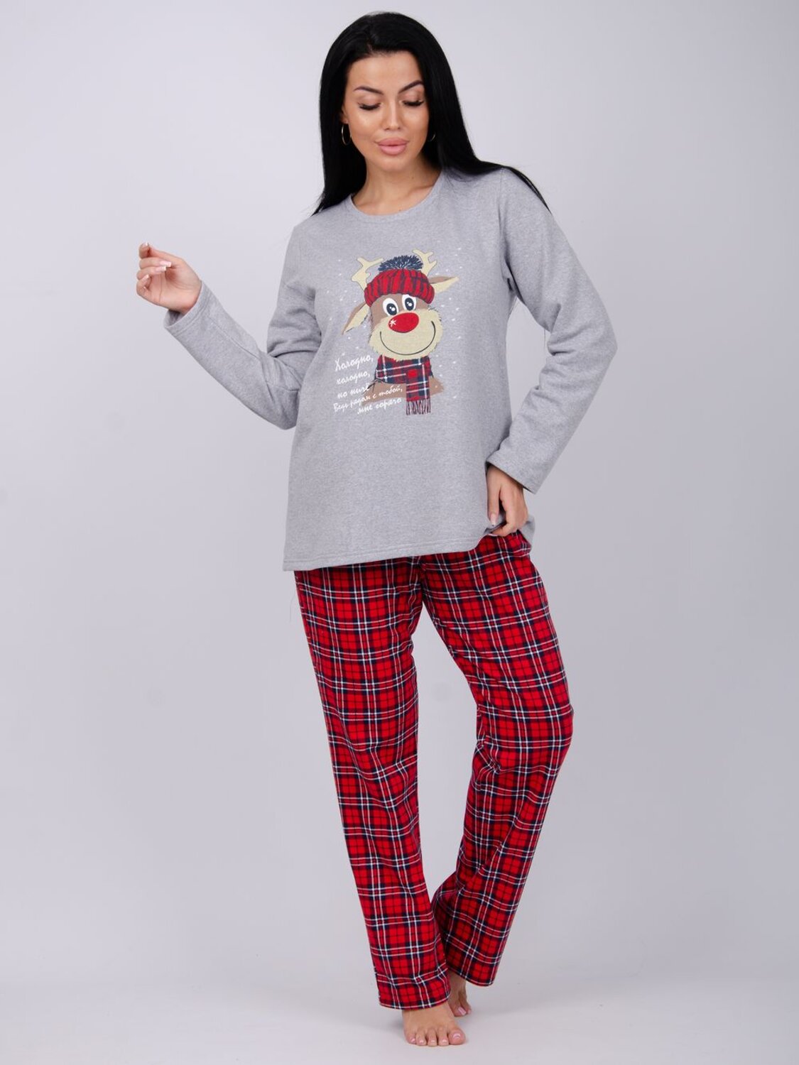 Malina Пижама 567941 3114 светло-серый меланж/красный