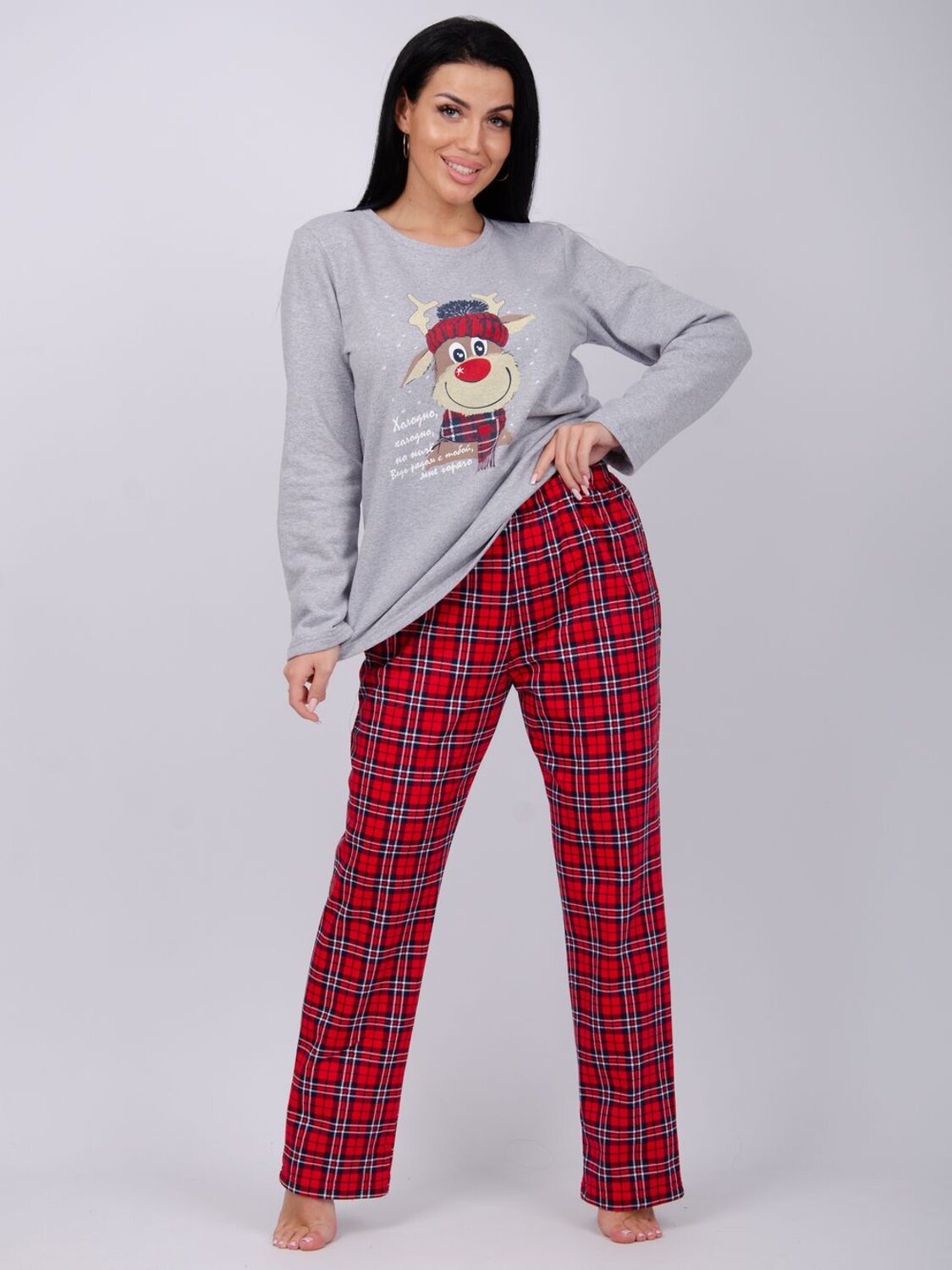 Malina Пижама 567941 3114 светло-серый меланж/красный
