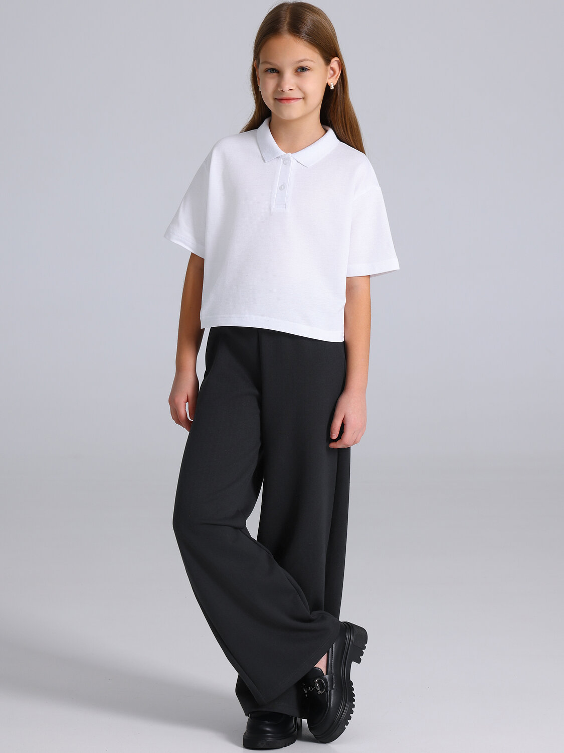 Апрель Брюки 568010 1ДББ4972176 твид елочка черный