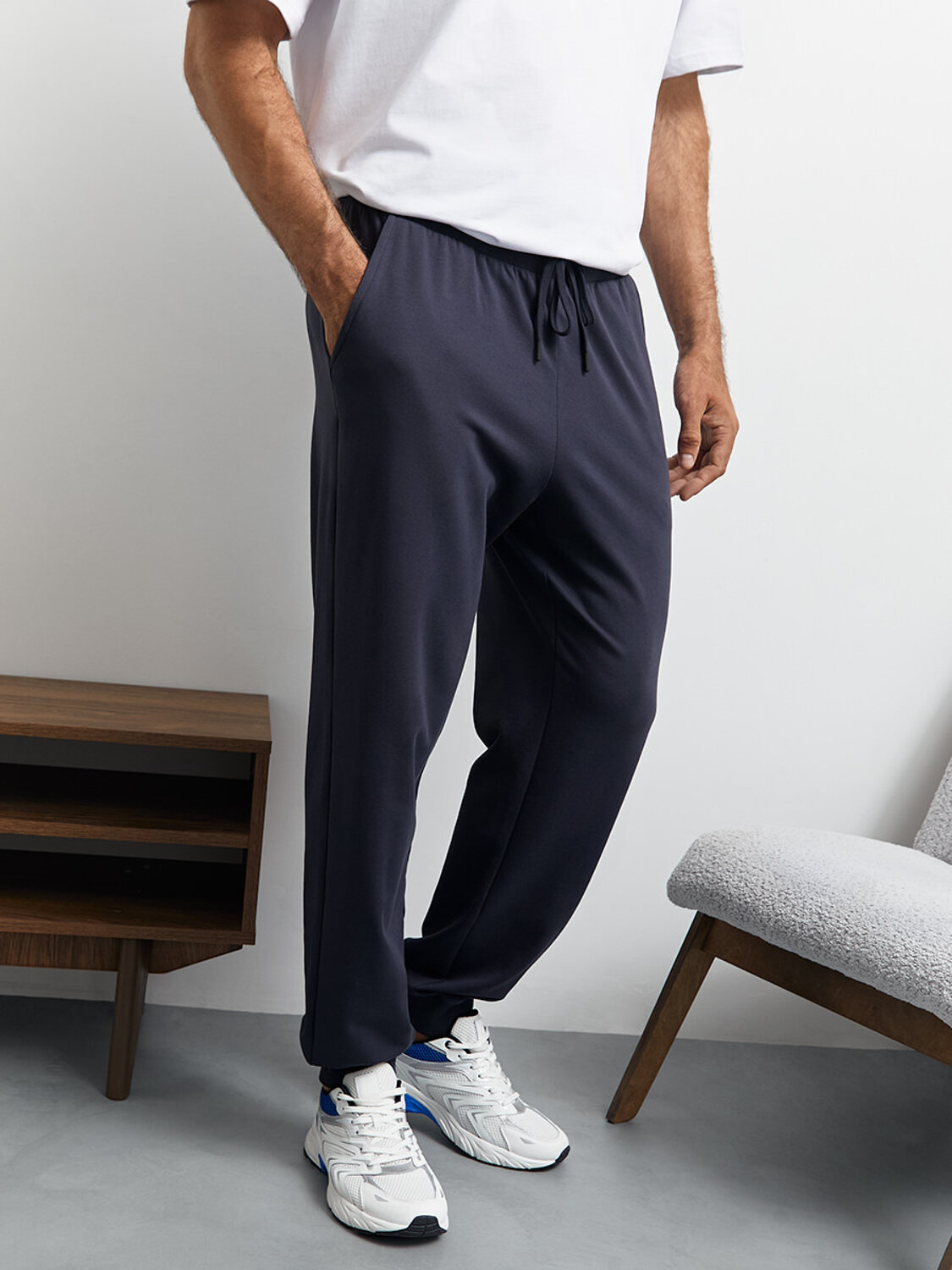 Omsa Брюки 568034 OmU 3231С Брюки джоггеры муж. на манжетах, CO+EL Blu (Синий)