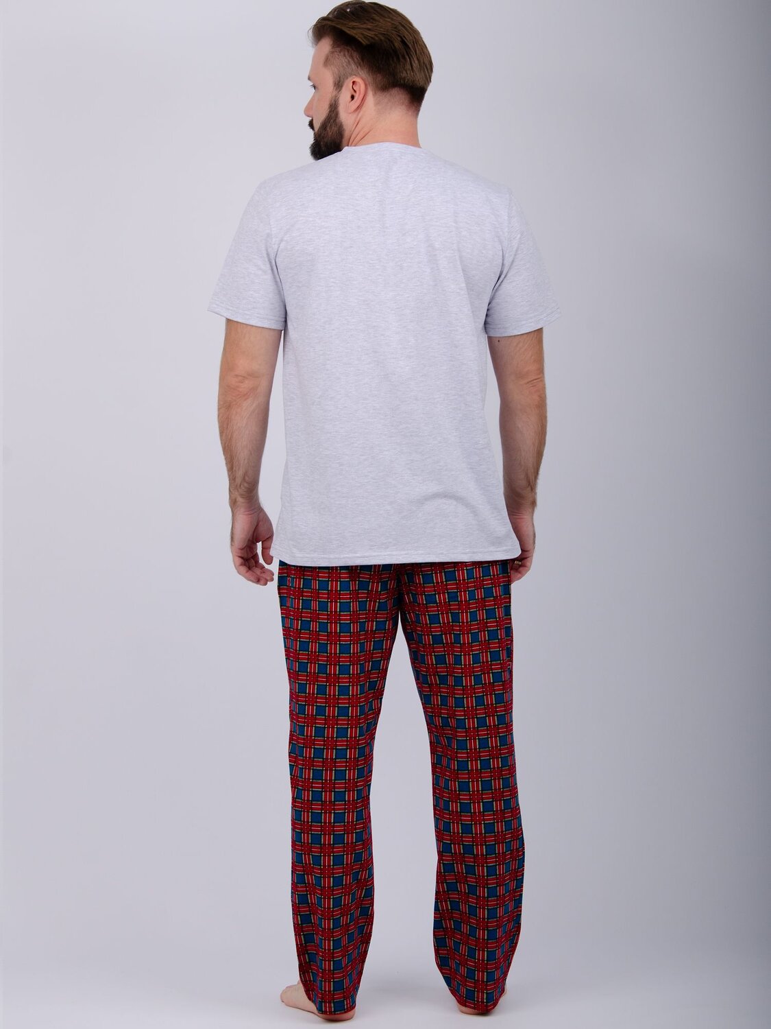 Malina Пижама 568045 3172 светло-серый меланж/зелёный/красный