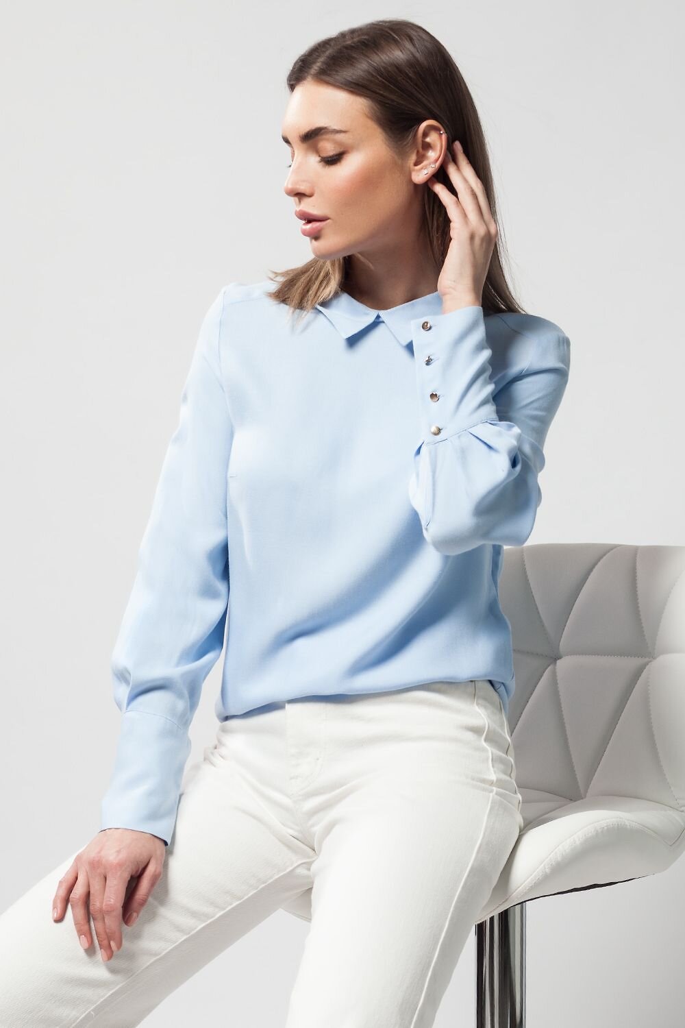 VILATTE Блузка 568109 D29.644 светло-голубой