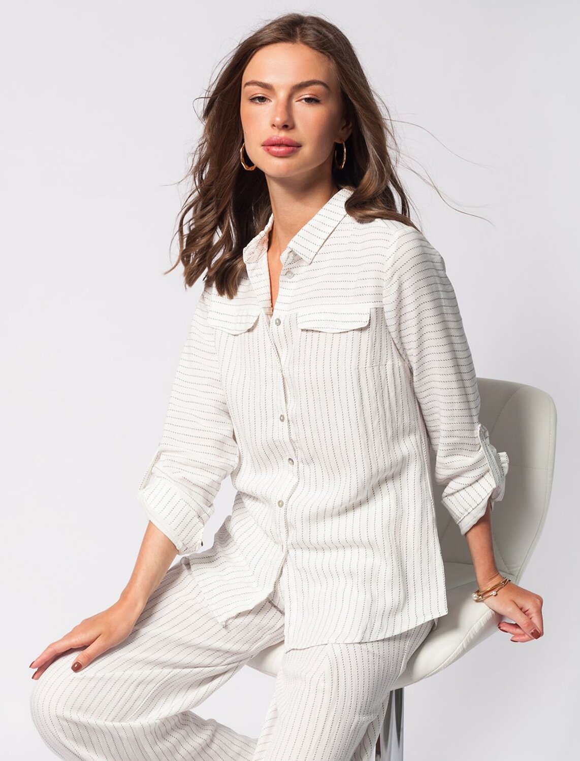 VILATTE Блузка 568114 D29.661 белый-синий