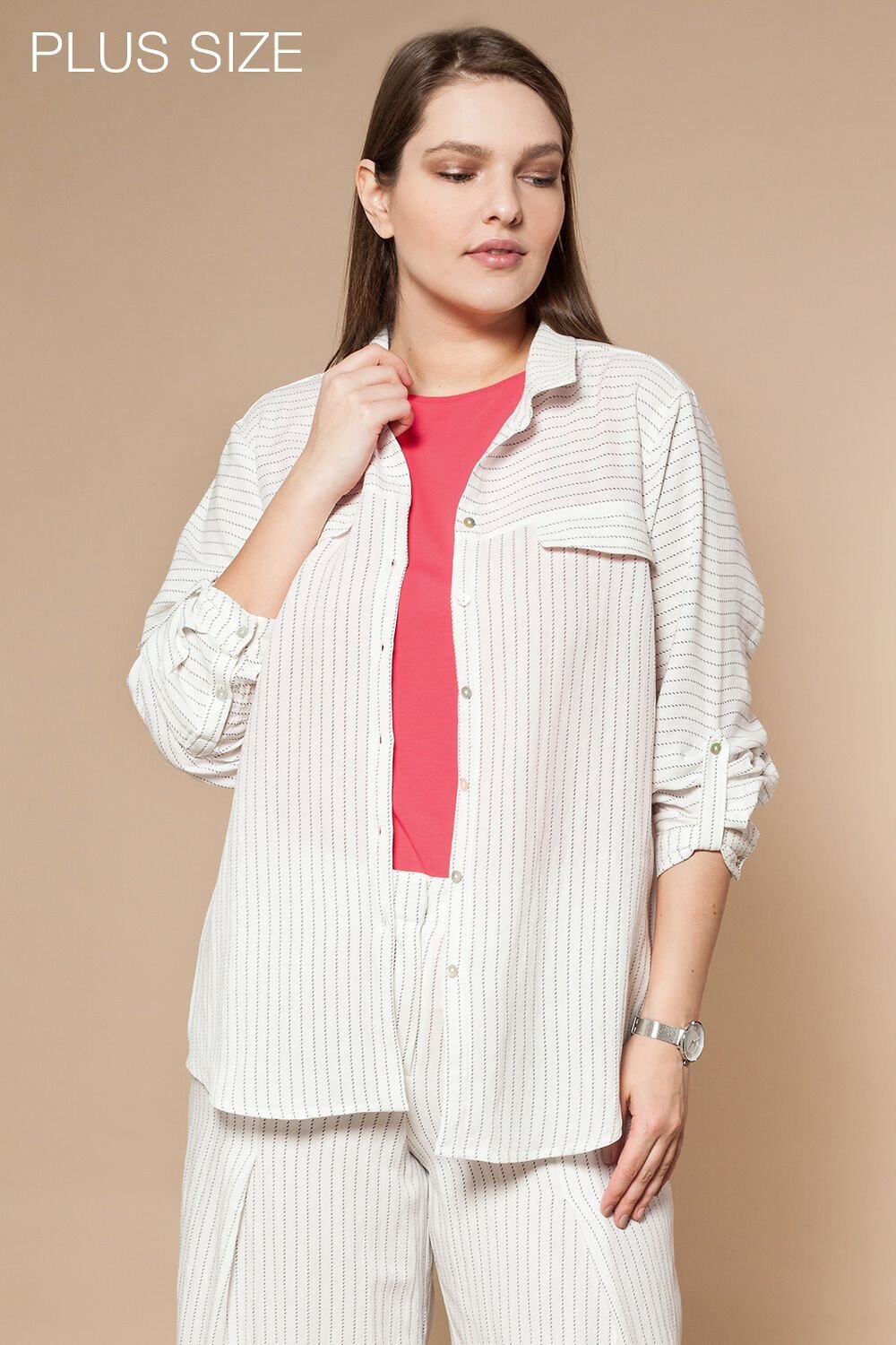 VILATTE Блузка 568114 D29.661 белый-синий