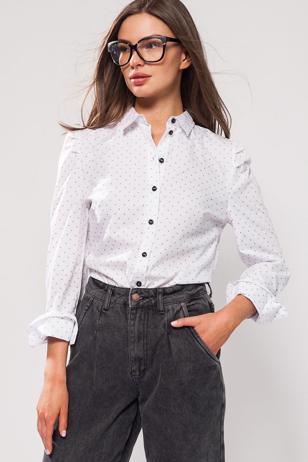 VILATTE Блузка 568119 D29.683 белый-синий