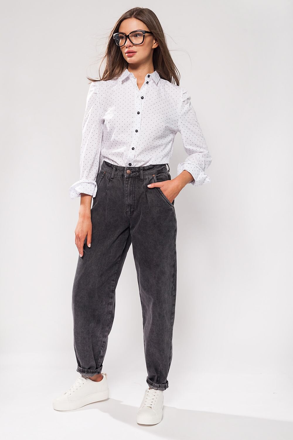 VILATTE Блузка 568119 D29.683 белый-синий