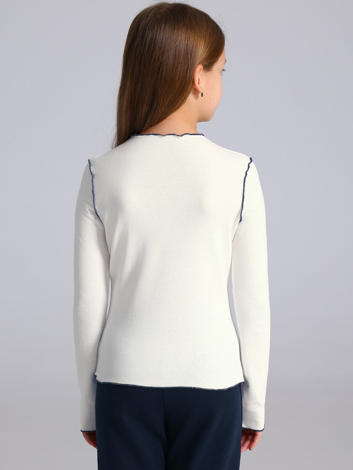 Апрель Лонгслив 568180 1ДДЛД4501200 сливки+темно-синий