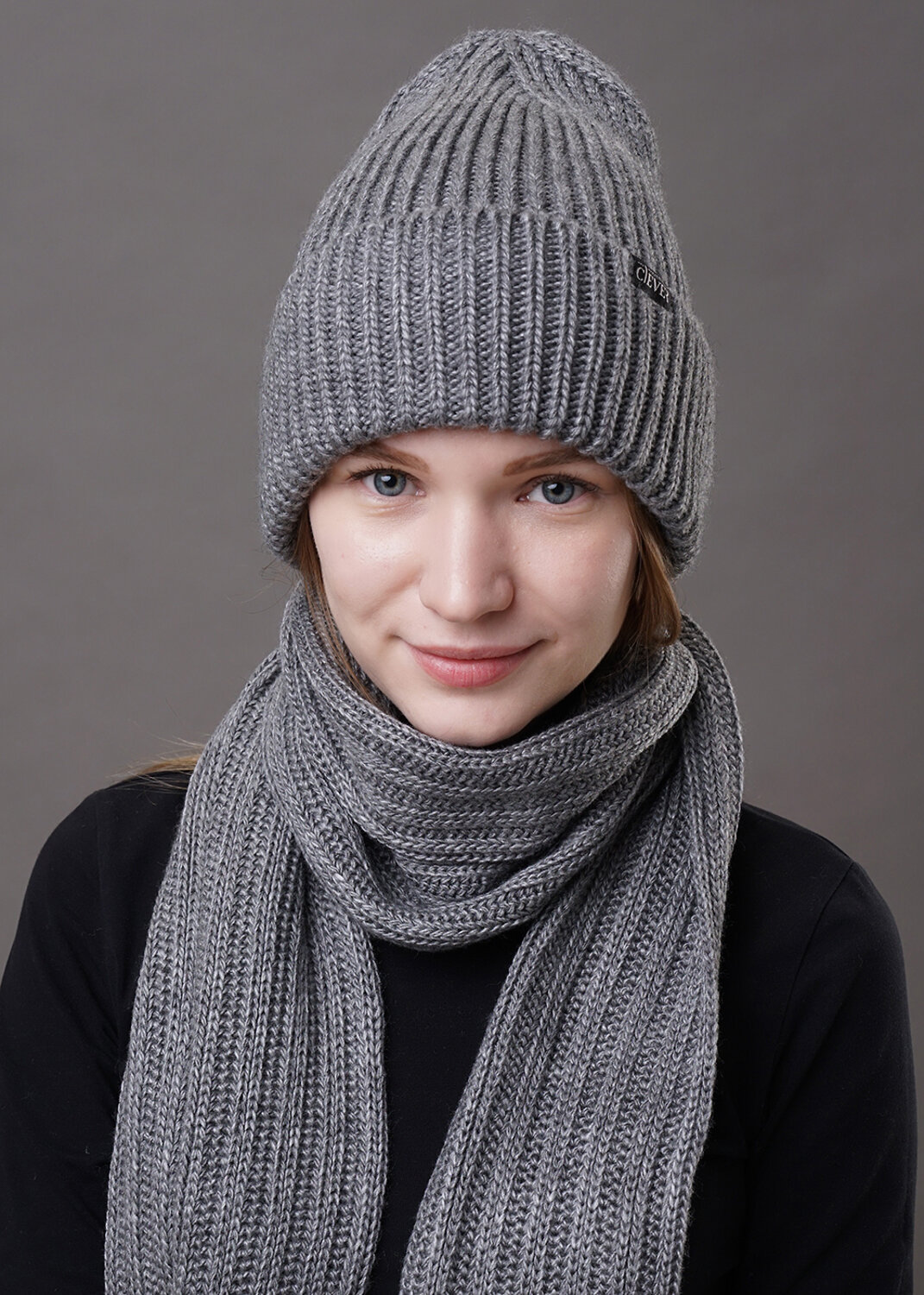 CLEVER Шапка 91310 102680ап меланж серый
