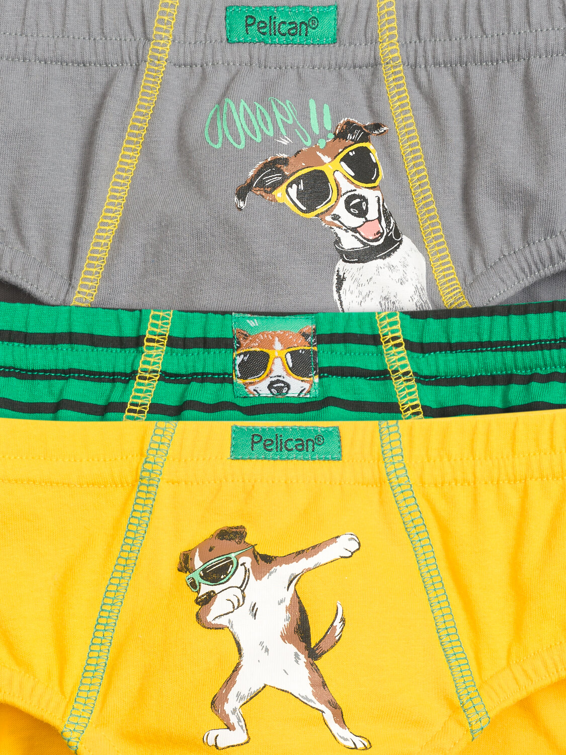 PELICAN Трусы 132387 BULB3205(3) Серый/зеленый/желтый