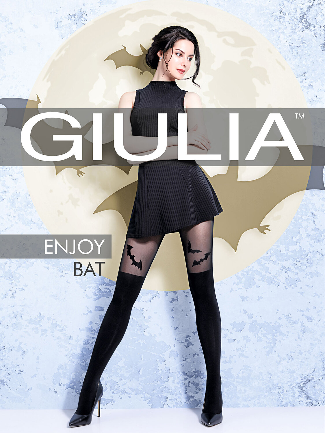 JS Giulia Колготки 160304 ENJOY BAT Черный/летучие мыши