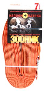 Зооник Поводок капроновый с латексной нитью 7м* 15мм, , оранжевый  408414 11441-2 