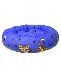 Зооник Лежанка круглая с подушкой "кошки", голубой велюр (480х480х150) 408622 22304 