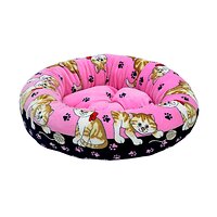 Зооник Лежанка круглая с подушкой "кошки", розовый велюр (480х480х150) 408623 22305 