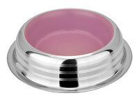 Зооник Миска металл. ребристая, цветная (розовая) с резинкой, 0.23л (1521-CF) 408970 17521-32 