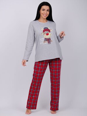 Malina Пижама 567941 3114 светло-серый меланж/красный