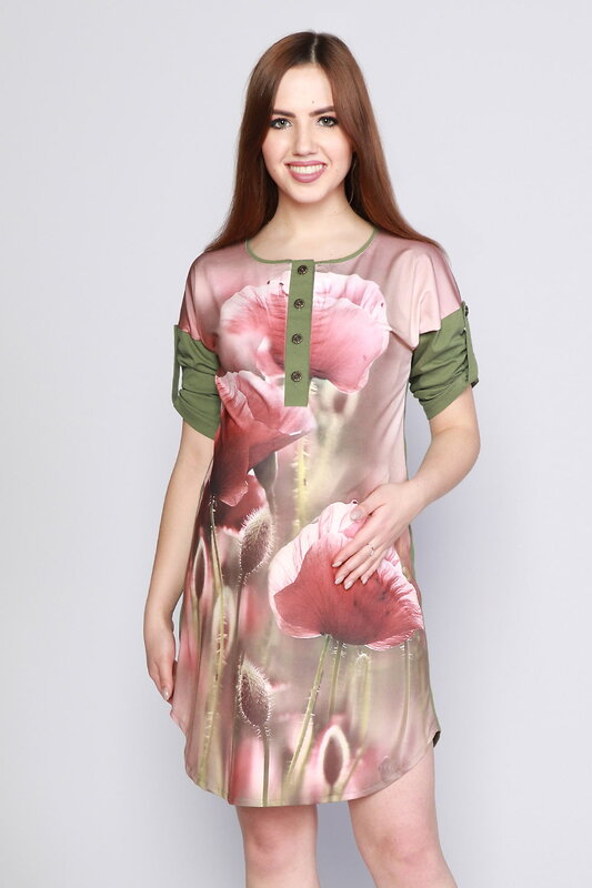 MARGO Платье 172006 Туника Fleur зеленый/розовый
