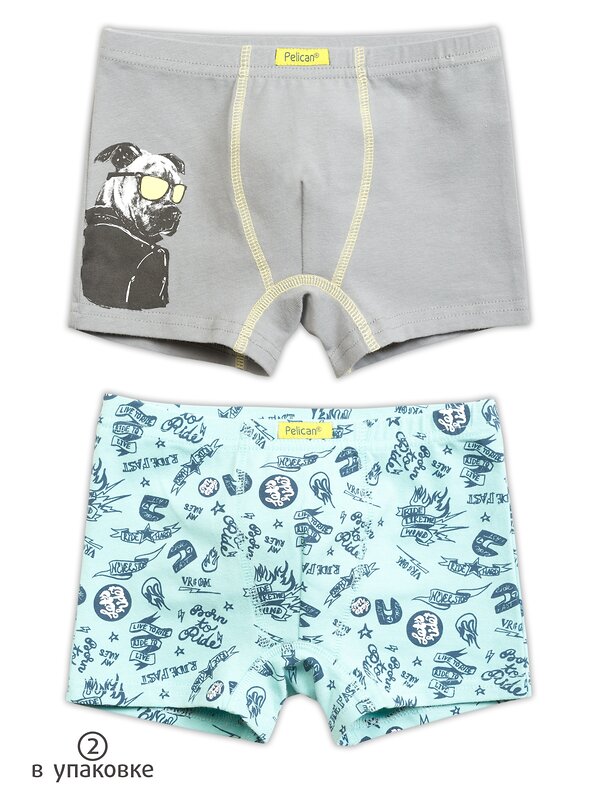 PELICAN Трусы 175514 BUHB3222(2) Серый/лазурный
