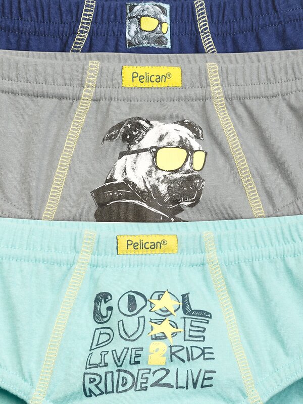 PELICAN Трусы 175523 BULB3222(3) Лазурный/серый/темно-синий