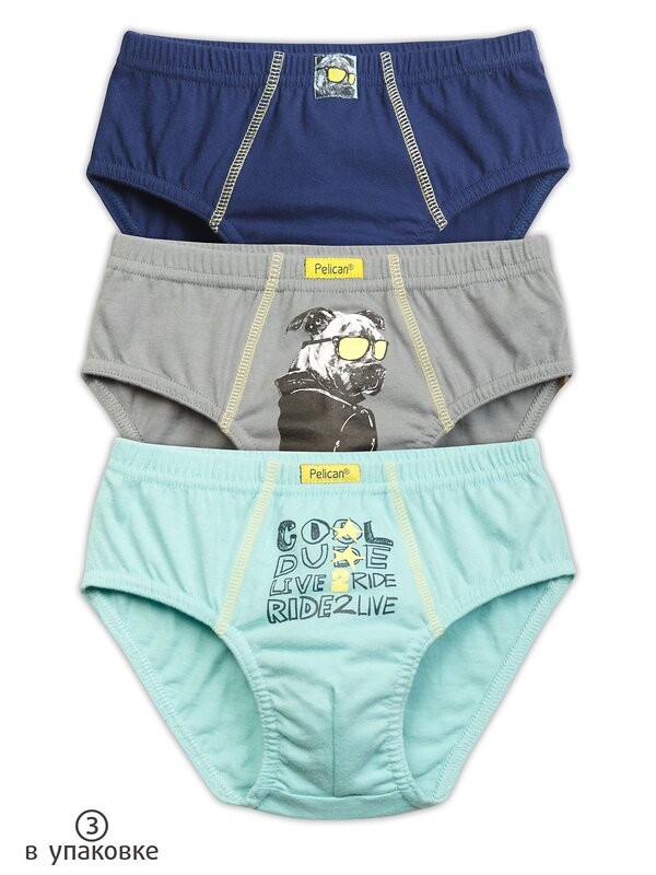 PELICAN Трусы 175523 BULB3222(3) Лазурный/серый/темно-синий