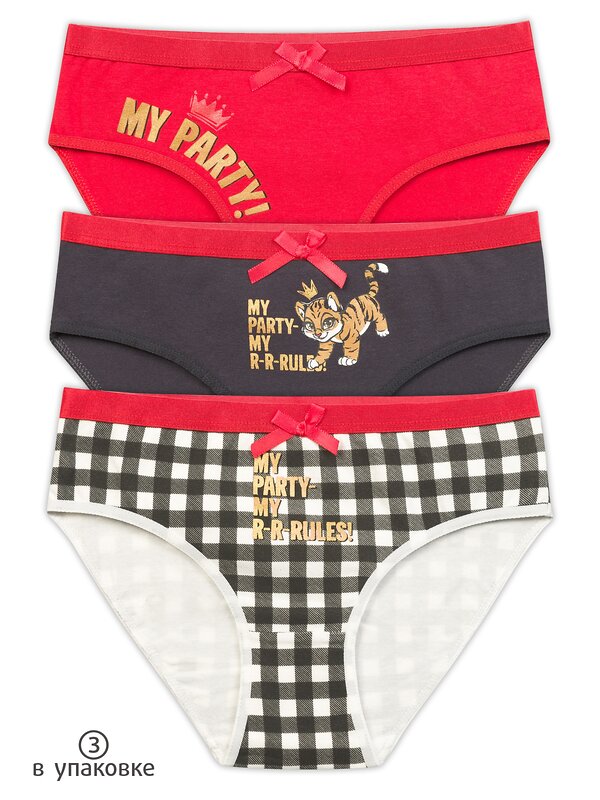 PELICAN Трусы 209093 GULB3870/1(3) Красный/темно-серый/белый