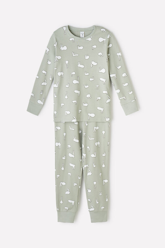 CROCKID Пижама 249881 К 1552 смешные зайки на темно-оливковом