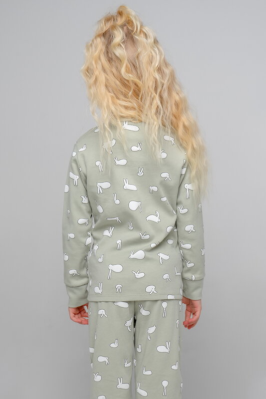 CROCKID Пижама 249881 К 1552 смешные зайки на темно-оливковом