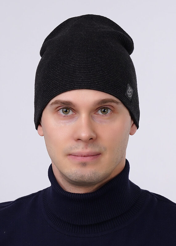 CLEVER Шапка 251368 523416вн чёрный/меланж т.серый