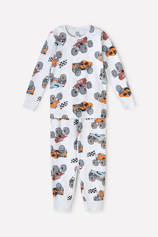 CROCKID Пижама 252953 К 1552 машины на св.сером меланже