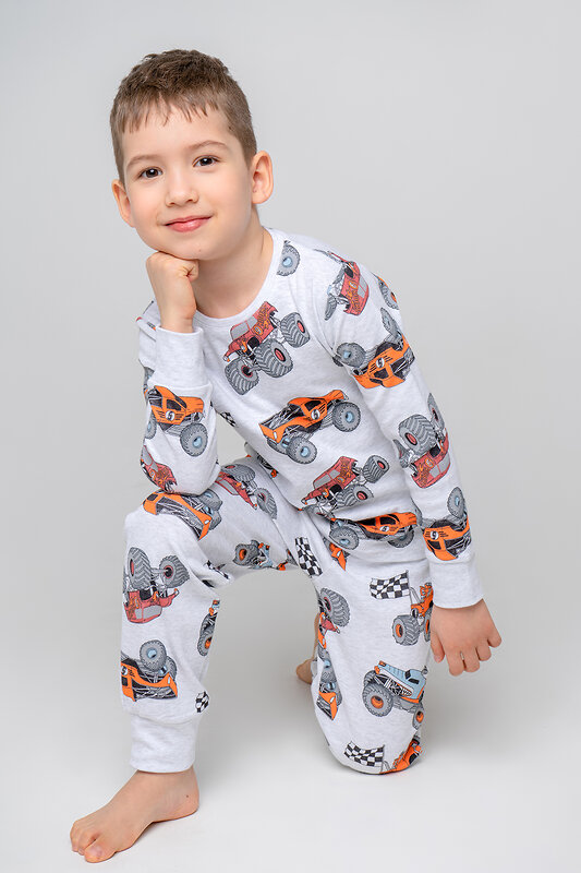 CROCKID Пижама 252953 К 1552 машины на св.сером меланже