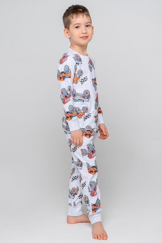 CROCKID Пижама 252953 К 1552 машины на св.сером меланже