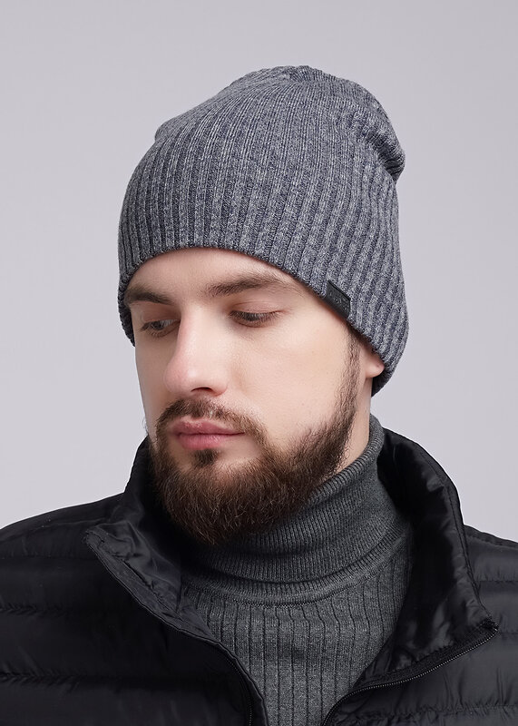 CLEVER Шапка 269470 603071ак меланж серый/меланж т.синий