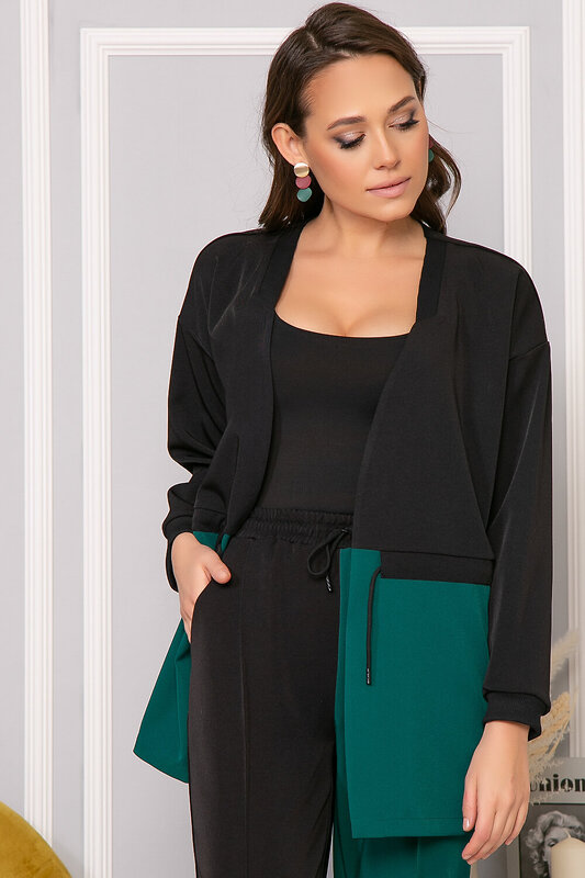 LT Collection Жакет 276372 Б5071 Черный/зеленый