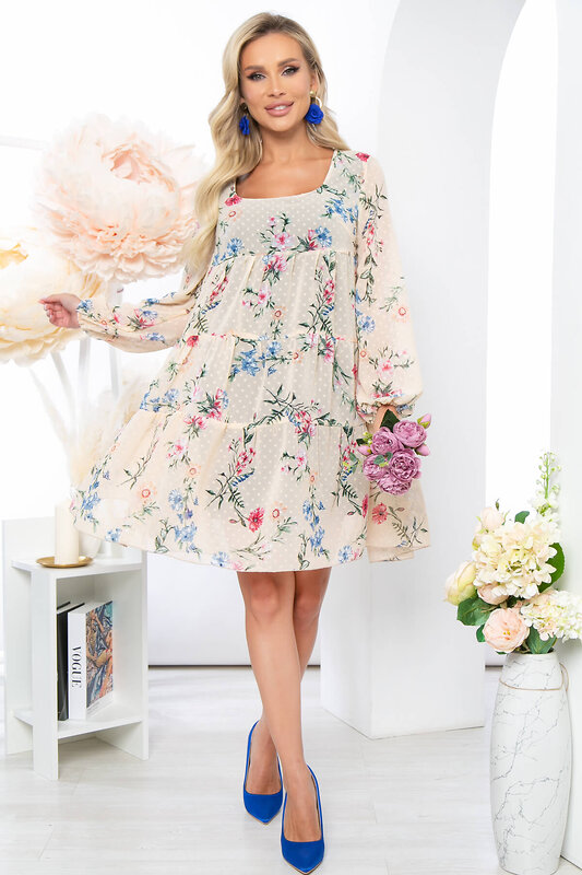 LT Collection Платье 279863 П5215 бежевый, синий