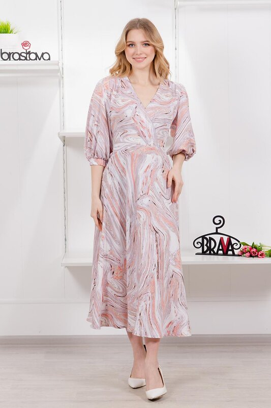 Braslava Платье 280632 4878-2 розовый сиреневый с рисунком