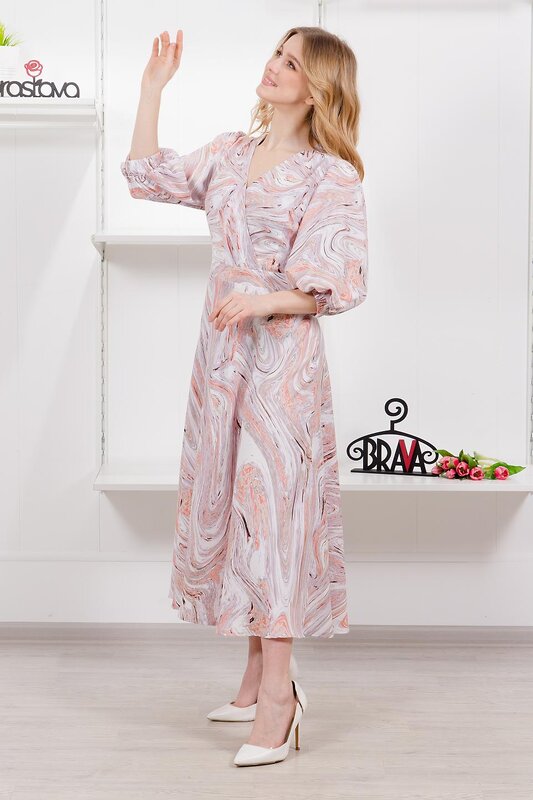 Braslava Платье 280632 4878-2 розовый сиреневый с рисунком