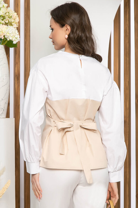 LT Collection Блуза 281326 Б5212 белый, светло-бежевый
