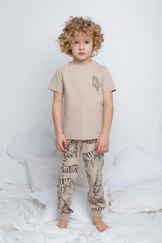 CROCKID Пижама 281506 К 1529 темно-бежевый, тигры