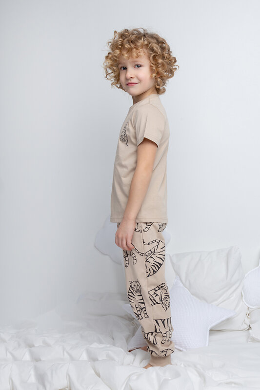 CROCKID Пижама 281506 К 1529 темно-бежевый, тигры