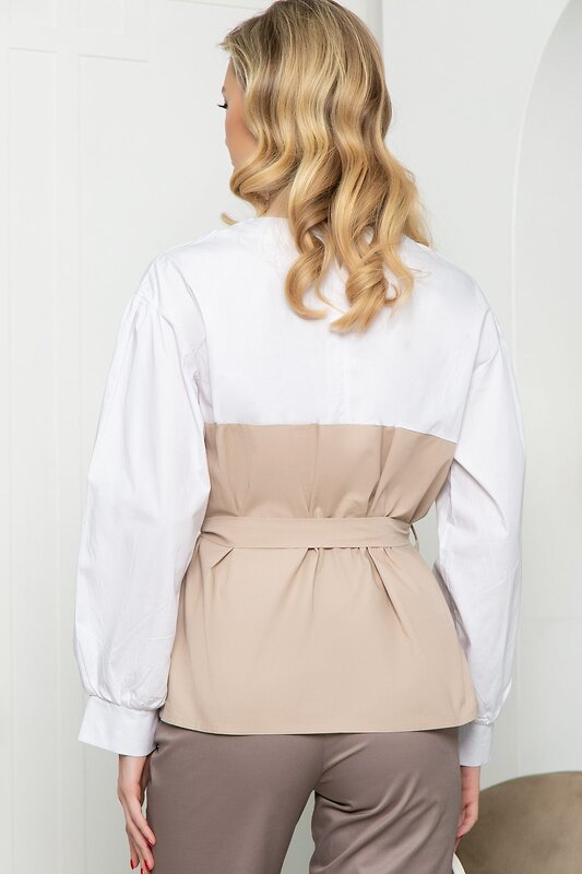 LT Collection Блуза 281544 Б5213 белый, бежевый