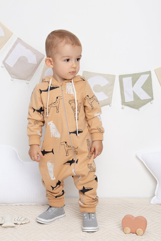 CROCKID Комбинезон 284690 КР 6469 итальянский песок, мир животных